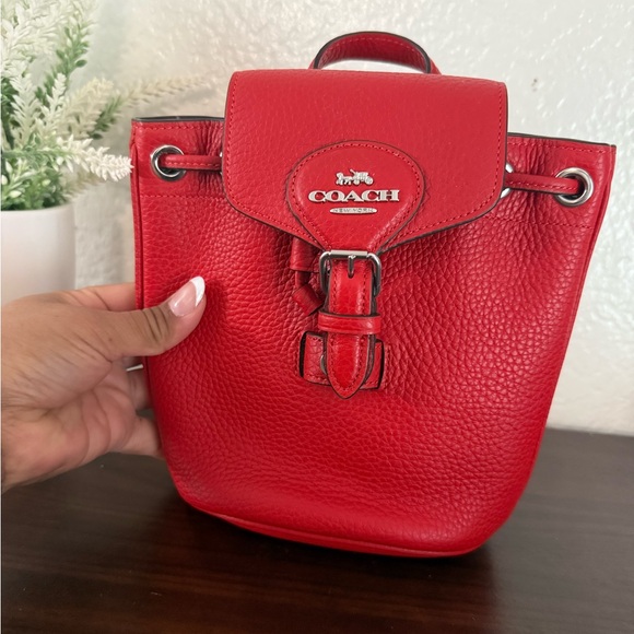 Coach Amelia Convertible Red Leather Backpack - Picture 1 of 9